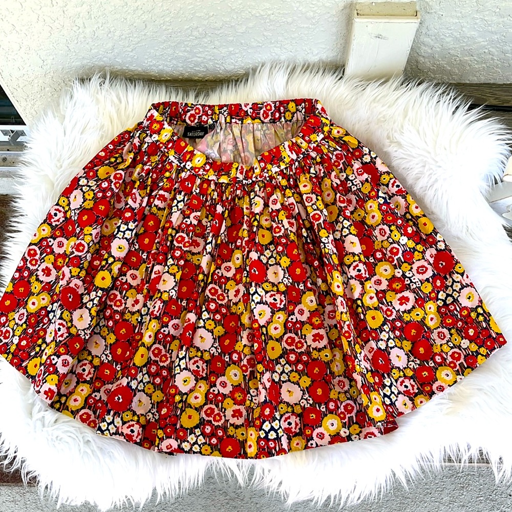 Kate Spade Saturday Floral Red Yellow Women's Mini Skirt Sz S